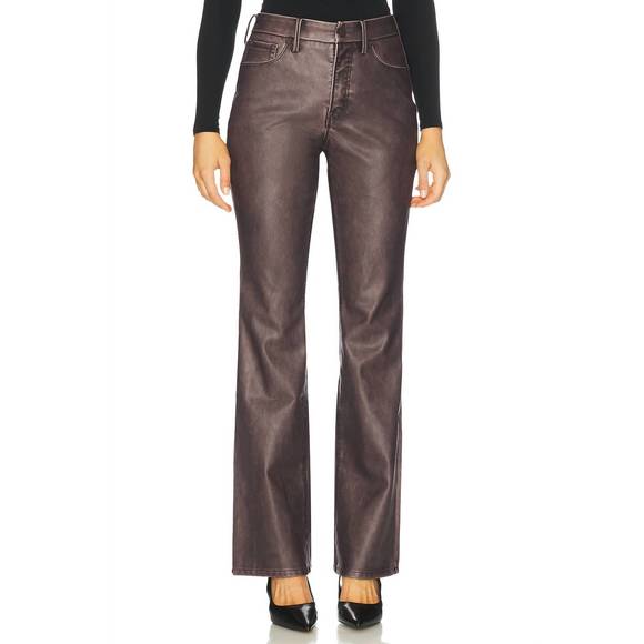NEW GOOD AMERICAN good classic bootcut faux leather pants in vamp